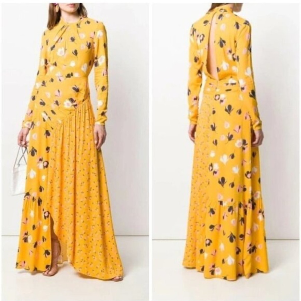 Self-Portrait Yellow Floral Maxi Dress NWT